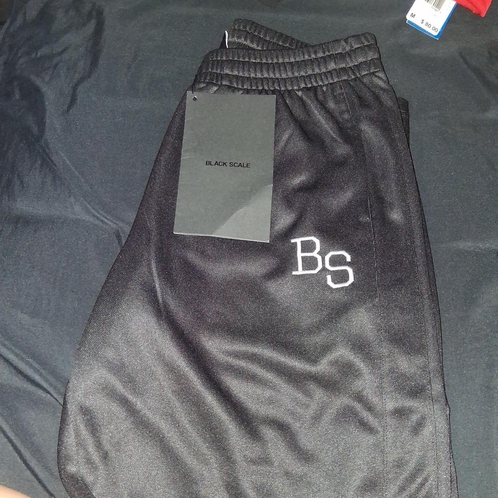 Black Scale Joggers with White Logo